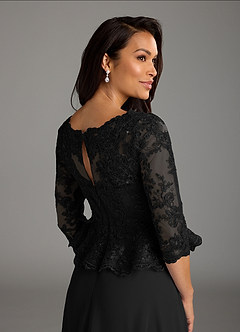 Azazie Averie Abiti per la Madre della Sposa Abito A-Line in Chiffon con Scollo a Barca e Paillettes Nero image5