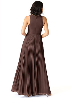 Azazie Lindie Final Sale Terracotta A-Line Scoop Pleated Chiffon Dress image2