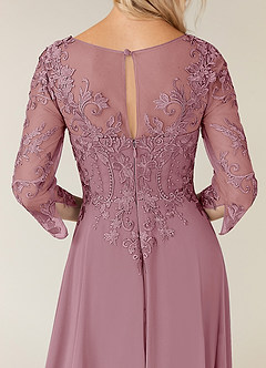 Azazie Noella Mother of the Bride Dresses Vintage Mauve A-Line V-Neck Lace Chiffon Dress image8