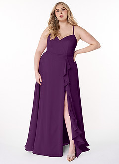 Azazie Naeem Bridesmaid Dresses Grape A-Line V-Neck Ruffle Chiffon Dress image7