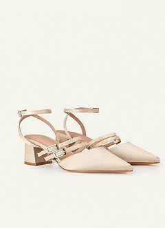 front Yhteensopivan väriset kaksirei'iset slingback-pumput