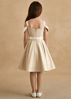 Azazie Judi vestidos de niña de las flores Vestido de Champán de Satin Mate de Corte En A image2