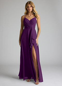 Azazie Akita Bridesmaid Dresses Grape A-Line Chiffon Dress image1