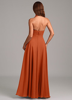 Azazie Elizabeth Bridesmaid Dresses Burnt Orange A-Line Pleated Chiffon Dress image2
