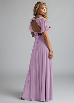 Azazie Induh Bridesmaid Dresses Wisteria A-Line Flutter V-neck Mesh Dress image4