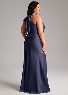 Azazie Doretta Bridesmaid Dresses Stormy Mermaid Pleated Stretch Satin Dress image8