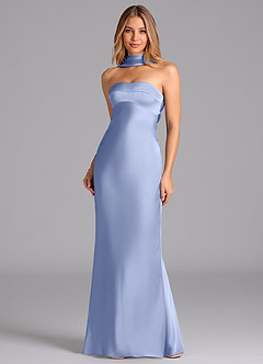 Azazie Lusinda Brudtärnklänningar Klänning av Sjöjungfru i Stretch Satin Axelbandslös Is image4