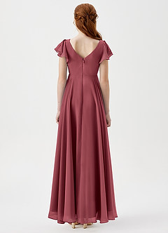 Azazie Caria Junior Merlot A-Line Pleated Chiffon Dress image4
