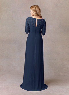 Azazie Leonine Mother of the Bride Dresses Dark Navy A-Line Scoop lace Chiffon Dress image5