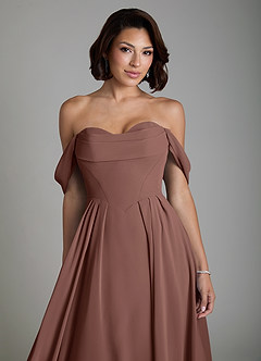 Azazie Loisa Bridesmaid Dresses Espresso A-Line Corset Chiffon Convertible Dress image5