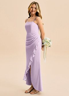 Azazie Buzzy Junior Robe Fourreau en Mousseline de soie Plissée Frostiges Flieder image1