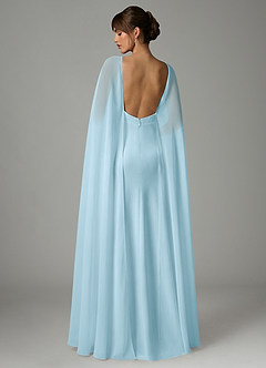 Azazie Stefania Bridesmaid Dresses Sky Blue A-Line Stretch Satin Dress image4