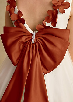 Azazie Lona Jurken voor bloemenmeisjes A-Lijn Jurk van Mat Satijn Boog Ivoor Paprika image5