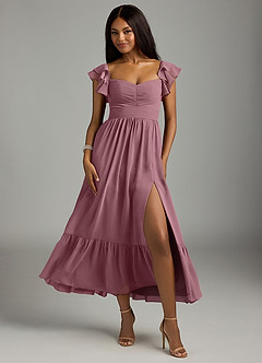 Azazie Anaya Brautjungfernkleider A-Linie Herzausschnitt Chiffon Kleid Amethyst image1
