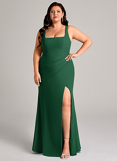 Azazie Mero Bridesmaid Dresses Dark Green Sheath Pleated Chiffon Dress image9