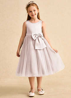 Azazie Twinsie Final Sale Rose Petal A-Line Bow Tulle Dress image7
