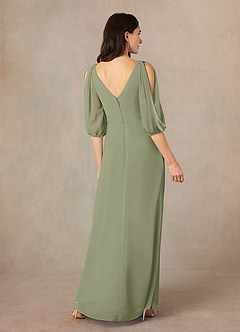 Azazie Bronwyn Mother of the Bride Dresses Pistachio A-Line V-Neck Ruched Chiffon Dress image4