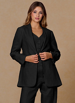 front Belicia Black 100% Linen Blazer
