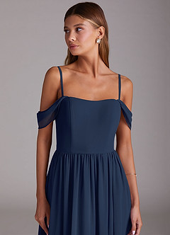 Azazie Calianna Bridesmaid Dresses Dark Navy A-Line Off the Shoulder Chiffon Convertible Dress image7