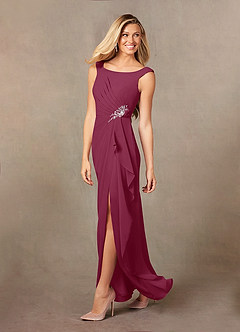 Azazie Yarrow Mother of the Bride Dresses Mulberry A-Line Pleated Chiffon Dress image4