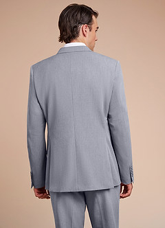 front Collins Grey Double Breasted Wool Blend Suit Jacket