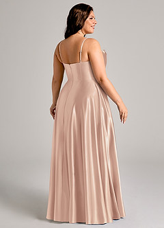 Azazie Elle Brautjungfernkleider A-Linie mit Taschen Metallischer Satin Kleid Englisches Rosa image11