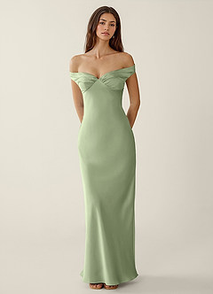Gwendonme Light Green Satin Crystal Linen Prom Dress image4