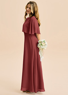 Azazie Maris Junior A-Linie Chiffon Kleid Terrakotta image3