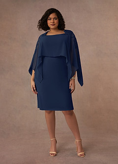 Azazie Maryam Mother of the Bride Dresses Dark Navy Sheath Lace Chiffon Dress image6