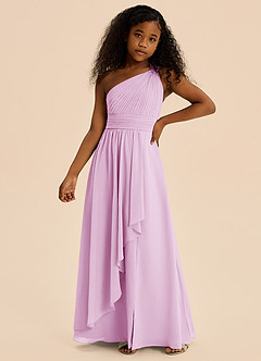 Azazie Skye Junior Candy Pink A-Line Pleated Chiffon Dress image1