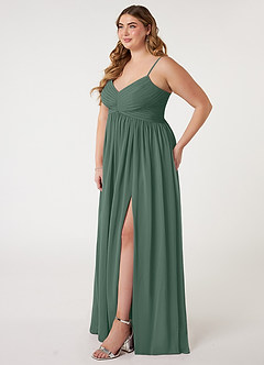 Azazie Alia Bridesmaid Dresses Sea Moss A-Line Pleated Chiffon Dress image8