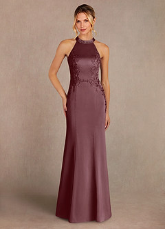 Azazie Tyra Mother of the Bride Dresses Sangria Mermaid Lace Stretch Satin Dress image1