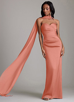 Azazie Sonora Brudtärnklänningar Klä av Tubklänning i Stretch Satin Axelbandslös Laxrosa image8