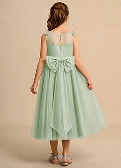 Azazie Snowball Girl Jurken voor bloemenmeisjes Baljurk Jurk van Tule Geplooid Stoffige Salie image2