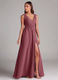 Azazie Tanicia Bridesmaid Dresses Desert Rose A-Line Pleated Chiffon Dress image3
