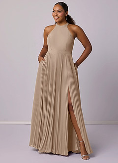 Barbie ♥ Azazie Bridesmaid Dresses Taupe A-Line Pleated Chiffon Dress image11