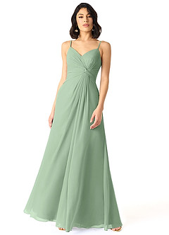 Azazie Aubrielle Final Sale Desert Rose A-Line Pleated Chiffon Dress image1