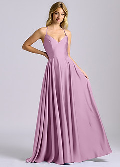 Azazie Truce Bridesmaid Dresses Wisteria A-Line Stretch Satin Dress image6