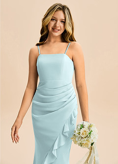 Azazie Buzzy Junior Robe Fourreau en Mousseline de soie Plissée Brume image2