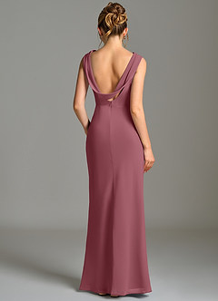 Azazie Kieryn Brautjungfernkleider Meerjungfrau-Linie Plissee Chiffon Kleid Wüstenrose image2