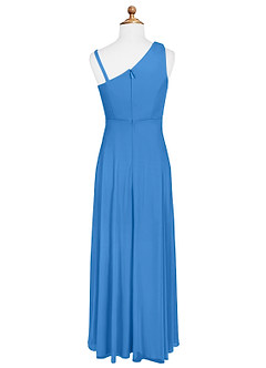 Azazie Brooke Junior Robe Trapèze en Maille Plissée Geai Bleu image6