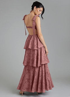 Azazie Jude Robes de demoiselle d'honneur Robe Trapèze en Blumen-Burnout Encolure en Forme de Cœur Rose Poussiéreuse image1