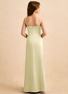 Azazie Shira Girls Formal Flower Girl Dresses Lemon Sorbet A-Line Pleated Stretch Satin Dress image2