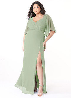 Azazie Cierra Bridesmaid Dresses Dusty Sage A-Line V-Neck Chiffon Dress image9