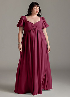 Azazie Madisynn Zwangerschaps Bruidsmeisjekleding Boog Chiffon Vloerlengte Jurk image5