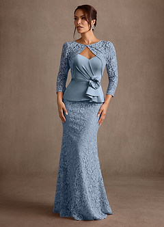 Azazie Vivian vestidos de madre de la novia Vestido Azul Polvoriento de Encaje de Corte Sirena image1
