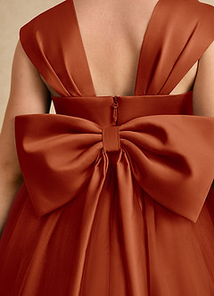 Azazie Chickadee Flower Girl Dresses Paprika Ball-Gown Sweetheart Neckline Matte Satin Dress image6