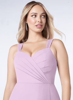 Azazie Nahrin Bridesmaid Dresses Frosted Lilac A-Line V-Neck Pleated Chiffon Dress image5