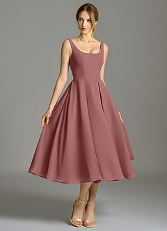 Azazie Amalie Bridesmaid Dresses Desert Rose A-Line Pleated Chiffon Dress image3