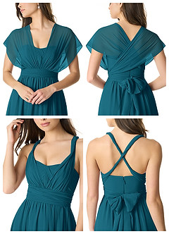 Azazie Olani Bridesmaid Dresses Ink Blue A-Line Off the Shoulder Chiffon Convertible Dress image6